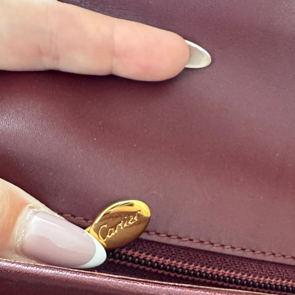 Elegant Burgundy Cartier Leather Clutch - Picture 5 of 6